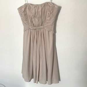 BCBG Tan Grecian Strapless Mini Dress, Size 8